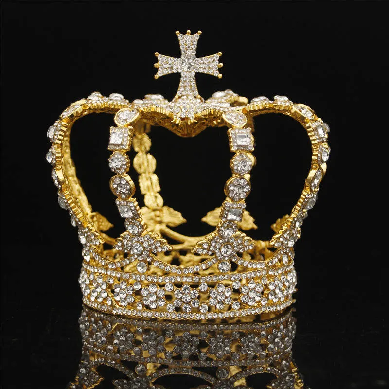 Royal Queen King Tiaras Crown Men Round Diadem Bridal Tiaras and Crowns Headboard Prom Wedding Hair Jewelry Party Ornament Man Y2265Z
