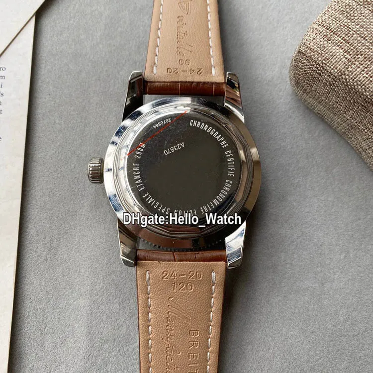 Luxury New Super Ocean Heritage II AB201033 Silver Dial Automatic Mens Watch Brown Leather Strap Sprot Watches Hello Watch High Qu1766