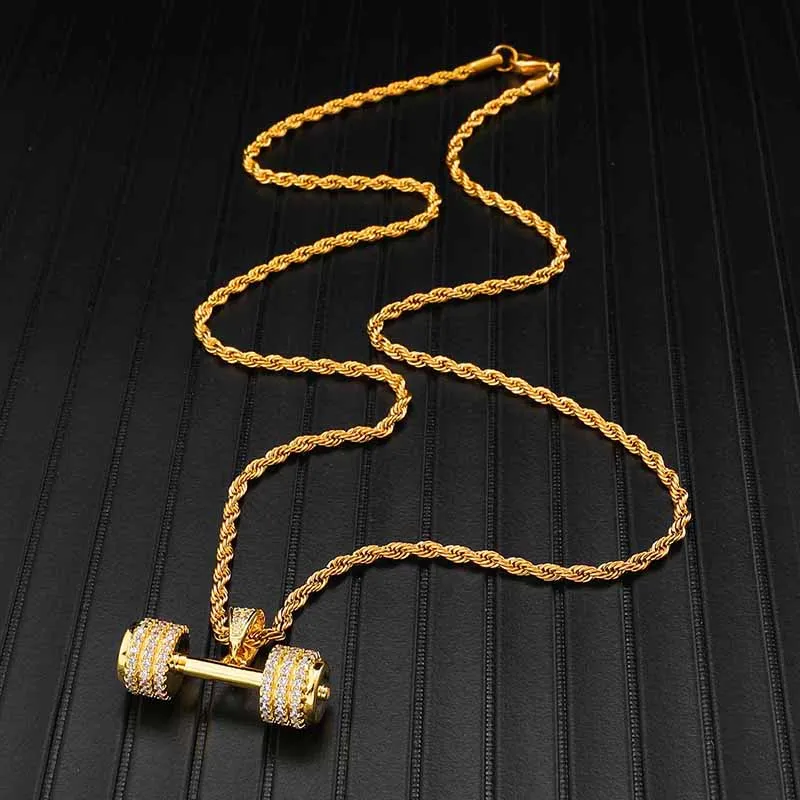 Подвесные ожерелья Hip Hop Iced Out Bling Afnestone Conting Chain Chabell Fitness Fitnes