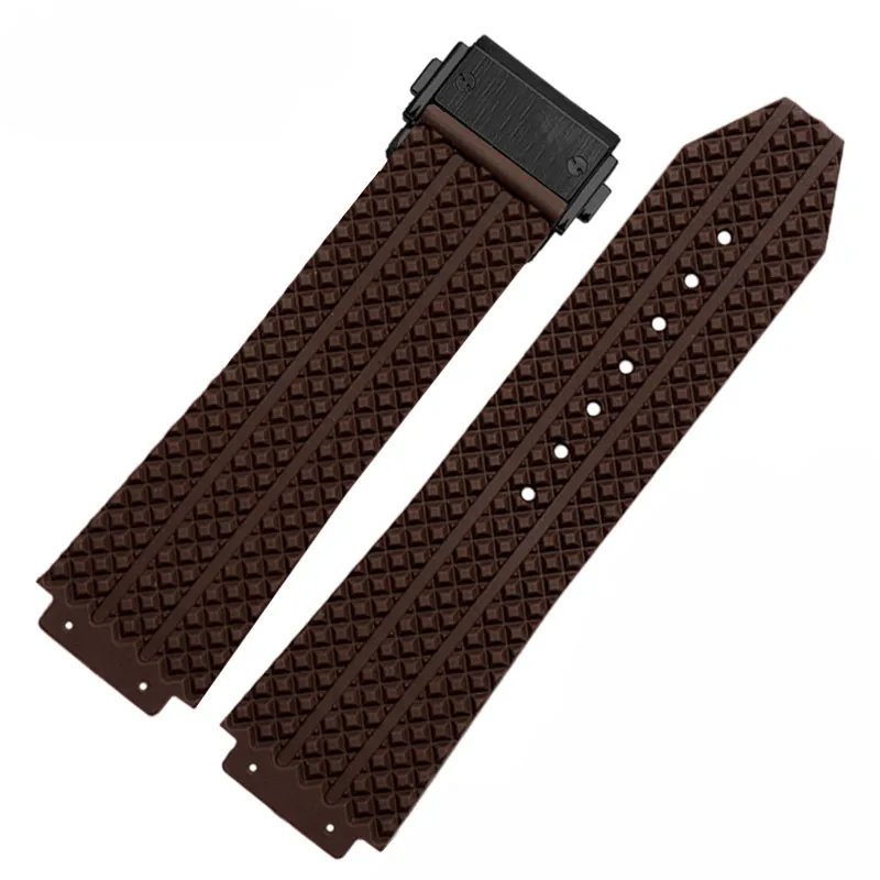 Accessoires de montre 25mm 19mm hommes remplacent le bracelet de montre boucle déployante en acier inoxydable marron blanc bleu plongée en caoutchouc de silicone Strap220C