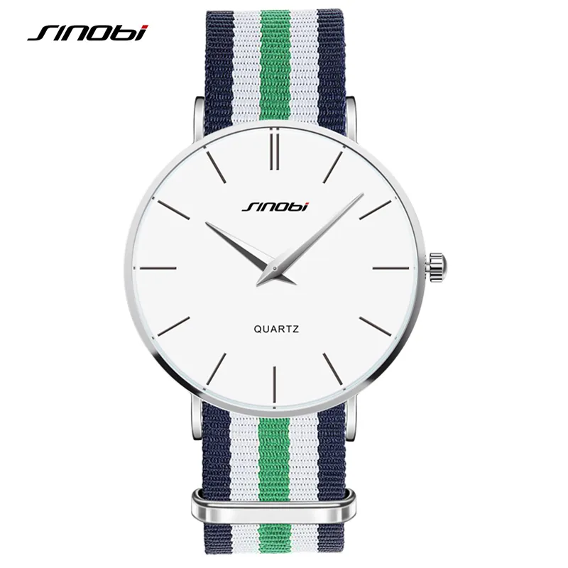 La marque de l'amant Sinobi regarde les hommes femmes mode décontractée horloge sport classique nylon quartz montre relogio masculino fémini243l