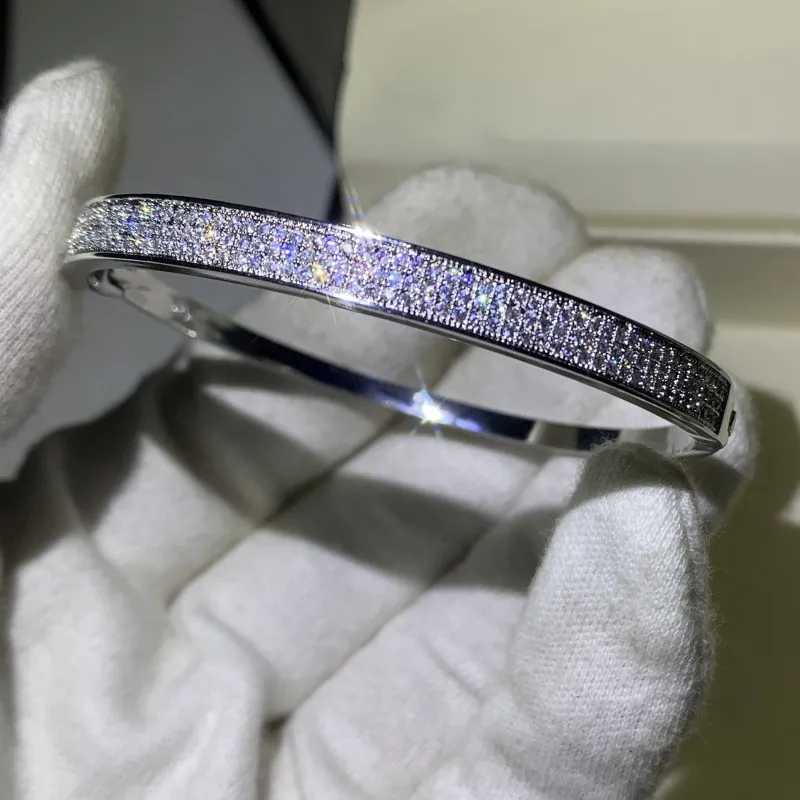 Choucong Super Shinning Luxury Jewelry 7 Style 925 Silver Silver Full White Topaz CZ Diamond Gemstones Wrist Women Bangle Bracel245C