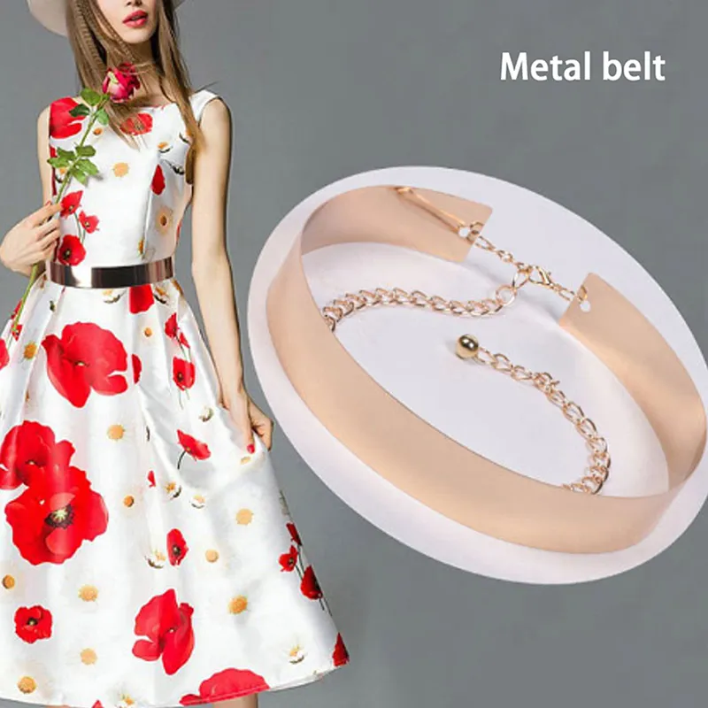 2019 vrouwelijke plaatgordel gouden metalen taille gouden metalen brede spiegelband tailleband ketting accessoires riemen voor vrouwenkleding302Q