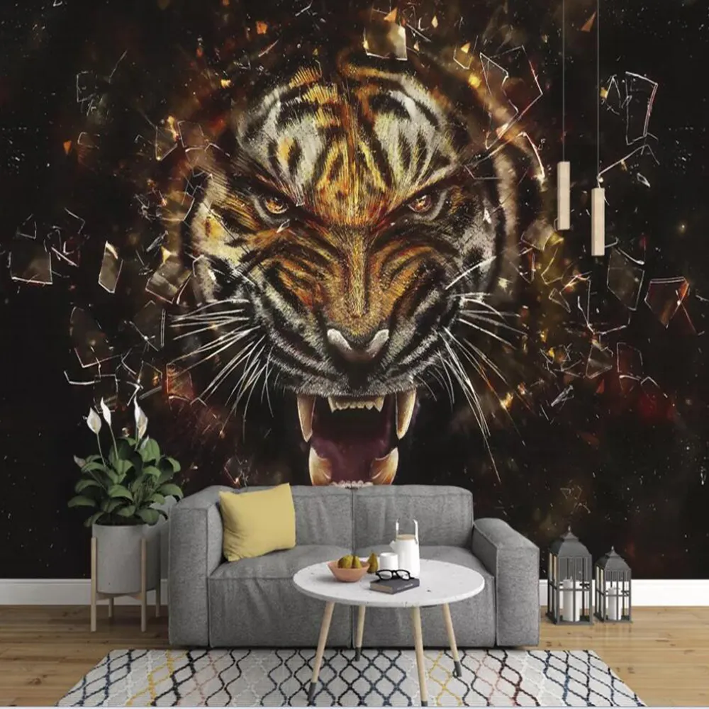 Drop Prosuit Custom 3D обои роспись ручной росписью маслом роспись тигр тигр роспись спальни стены украшения росписи обои