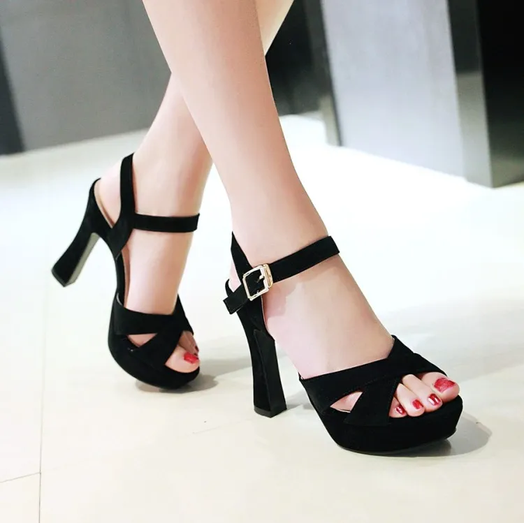 Plus size 32 33 34 35 to 40 41 42 43 cross strap platform thick heels fashion luxury designer women shoes high heel sandals