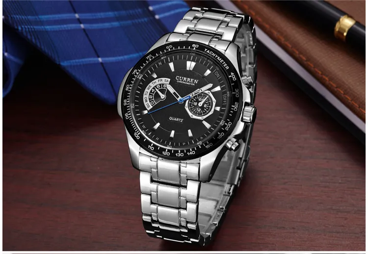 Relógios masculinos Curren Fashion Business Quartz Watch Men Sport Full Steel impermeável Relógio Masculino Relógio Masculino Masculino261O