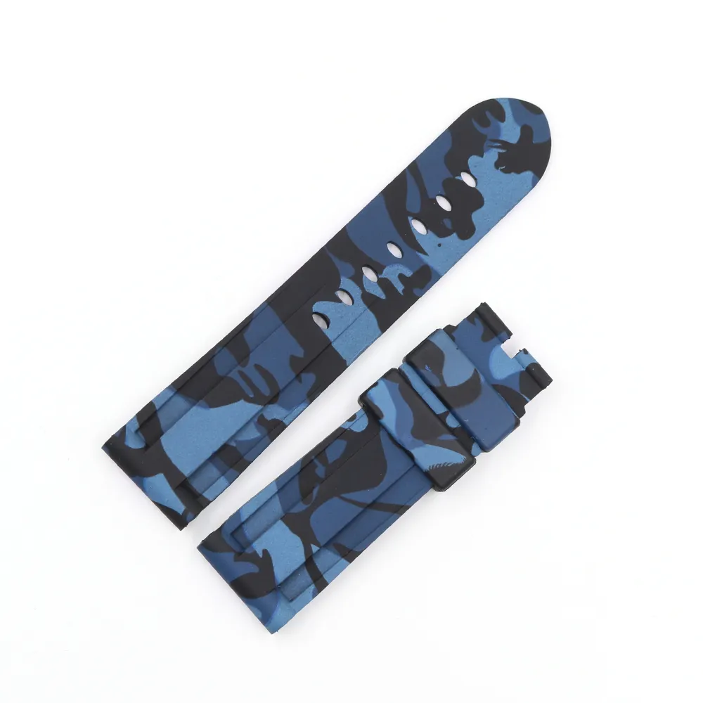 CARLYWET 24mm High Quality Camo Color Waterproof Silicone Rubber Replacement Watch Band Strap Band Loops252J