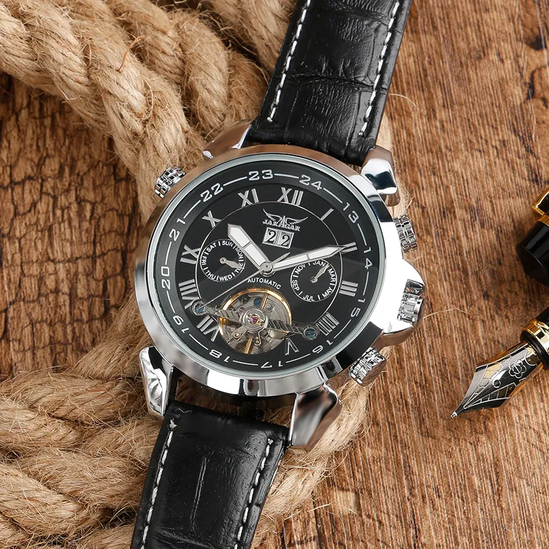 2019 New Fashion Mens Leather Strap Automatic Wrist Watch289L