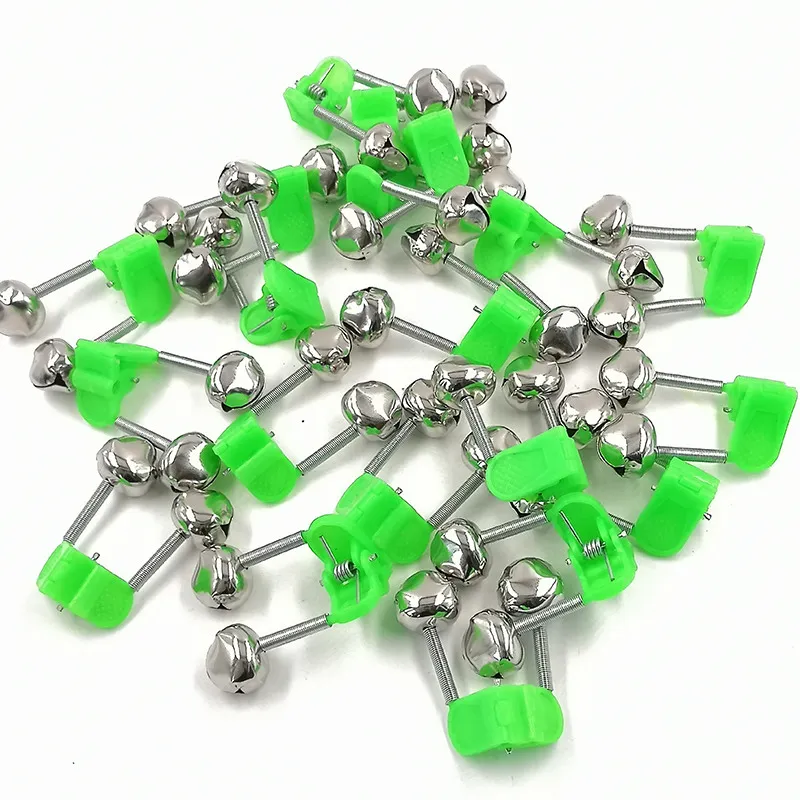 Fishing Bite Alarms Fishing Rod Bell Rod Clamp Tip Clip Bells Ring Green ABS Fishing Accessory Outdoor Metal272t