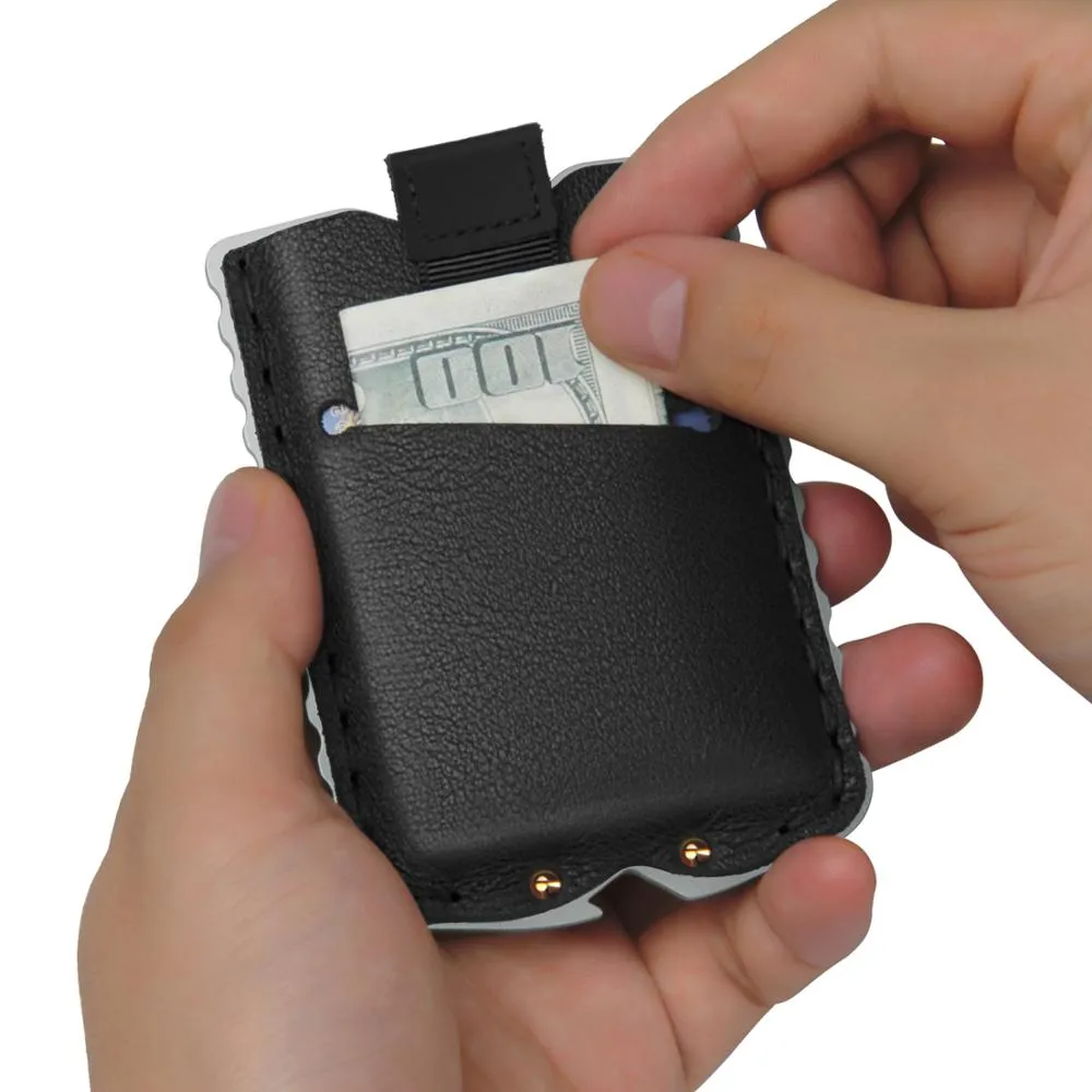 Zeeker Men Skelles Slim Front Pocket Card Держатель кошелек минималистский подлинный кожаный кошелек ручной работы 262R