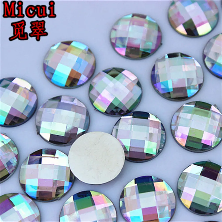 Micui 14 мм круглый кристаллический смеси с плоской смесью цвета акриловый кафат -клей на стрис -кристалсах камни драгоценные камни Нет отверстия для ювелирных изделий CRAF193Q