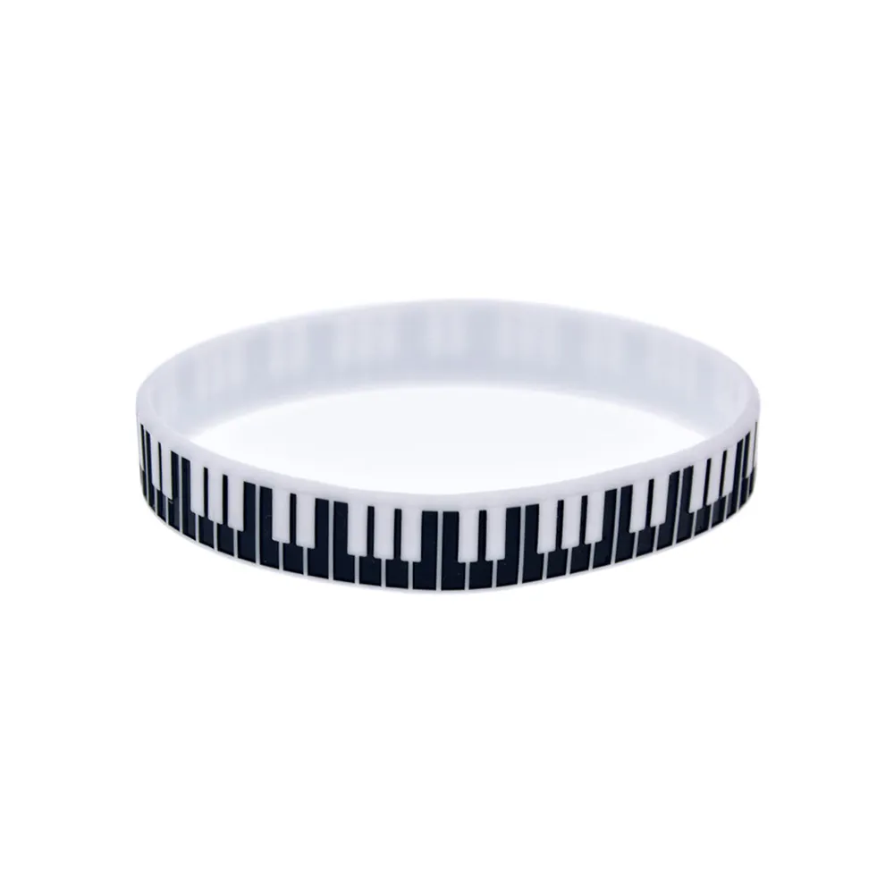 Bracciale in gomma siliconica con chiave di pianoforte da 100 pezzi, ottimo da utilizzare in qualsiasi regalo gli appassionati di musica287S