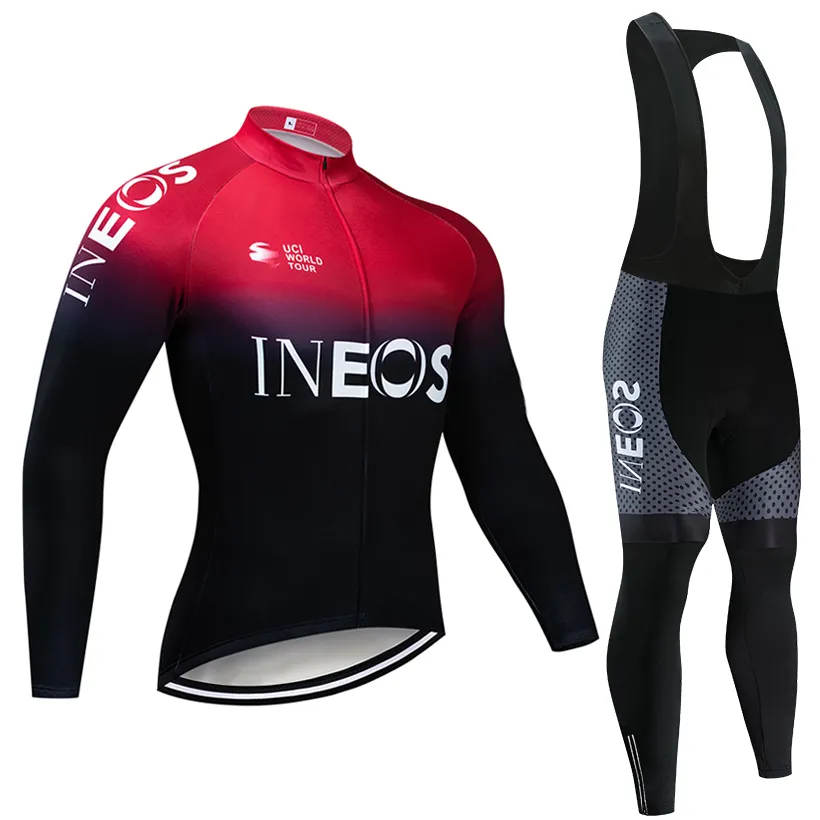 INEOS Maglia da ciclismo invernale kit 2020 Pro Team Abbigliamento da bicicletta in pile termico 9D Pantaloni con bretelle imbottiti in gel Set Ropa Ciclismo Invierno4925035