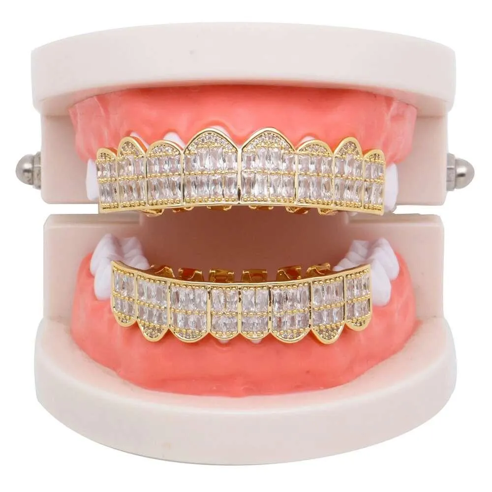 Hip Hop Grillz for Men Women Diamonds Dental Grills 18k Gold plaqué Gold Silver Crystal dents Bijoux 312L