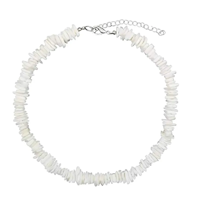 Hawaii Puka White Clam Chips Shell Ketting Natuurlijke Onregelmatige Chips Seashell Choker Ketting Mode Zomer Strand Jewelry220Q