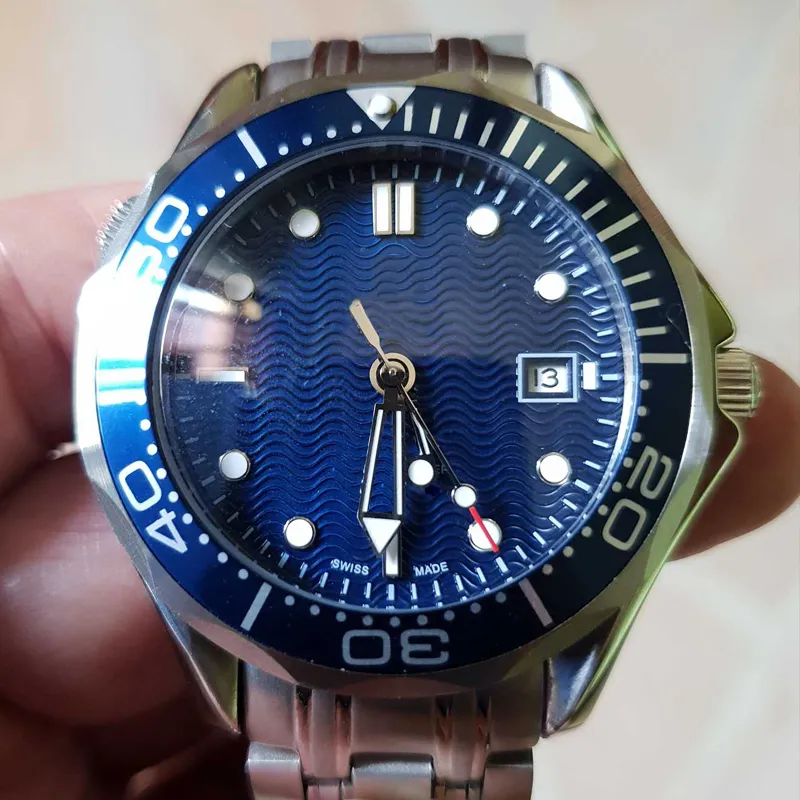 Neue 41mm Herren Professionelle 300m Blau Schwarz Zifferblatt Saphir Automatische Uhr männer Uhren Hohe Qualität Armbanduhr2563
