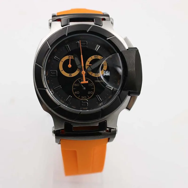 Limitowana edycja kwarc Złota obudowa chronograph Watch Men Yellow T-Race Na ręka Portatil Watches gumowy pasek Couturier 185278W