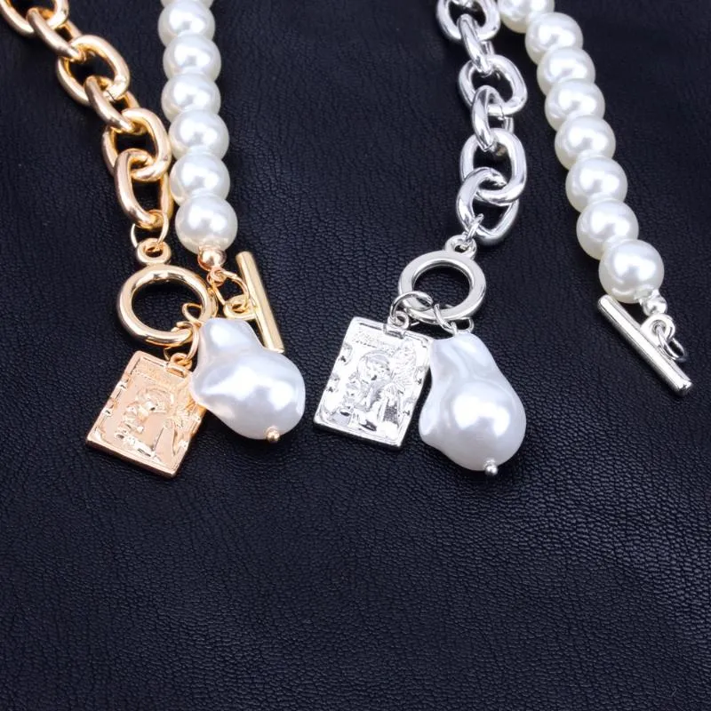 KMVEXO модные 2 слоя жемчуга геометрические подвески ожерелья для женщин Золотая металлическая цепочка в виде змеи ожерелье новый дизайн ювелирных изделий Gift271u