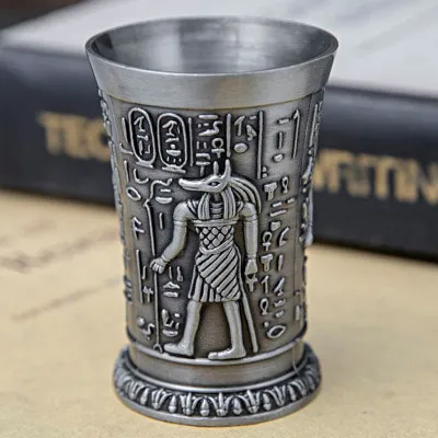 Starożytny egipski metalowy szklany bar domowy koktajl alkoholowy kubek miedziany Krótki wina kieliszki faraoh cleopatra rameses ra God2471