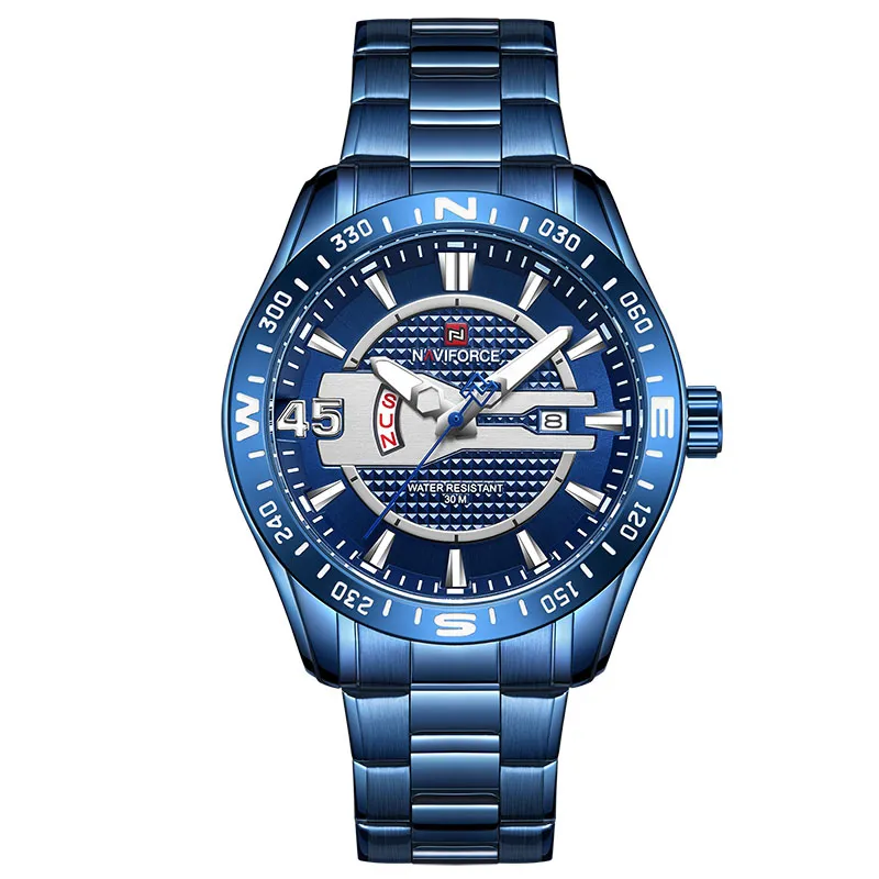 NAVIFORCE Luxury Brand Watches Mens Sport Watch Full Steel Quartz Clock Men Date Waterproof Business Watch Man relogio masculino237N