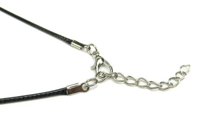 / noir 1 5mm cire cuir serpent collier perles cordon chaîne corde fil 45cm chaîne d'extension avec fermoir à homard bricolage bijoux274U