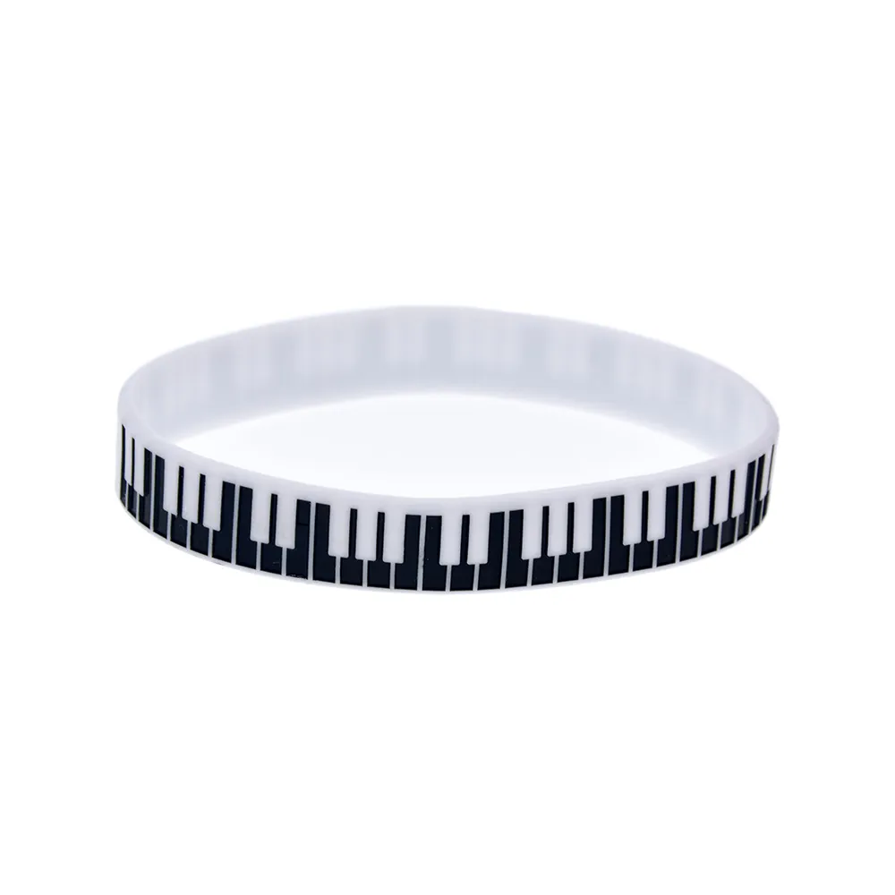 Bracciale in gomma siliconica con chiave di pianoforte da 100 pezzi, ottimo da utilizzare in qualsiasi regalo gli appassionati di musica287S