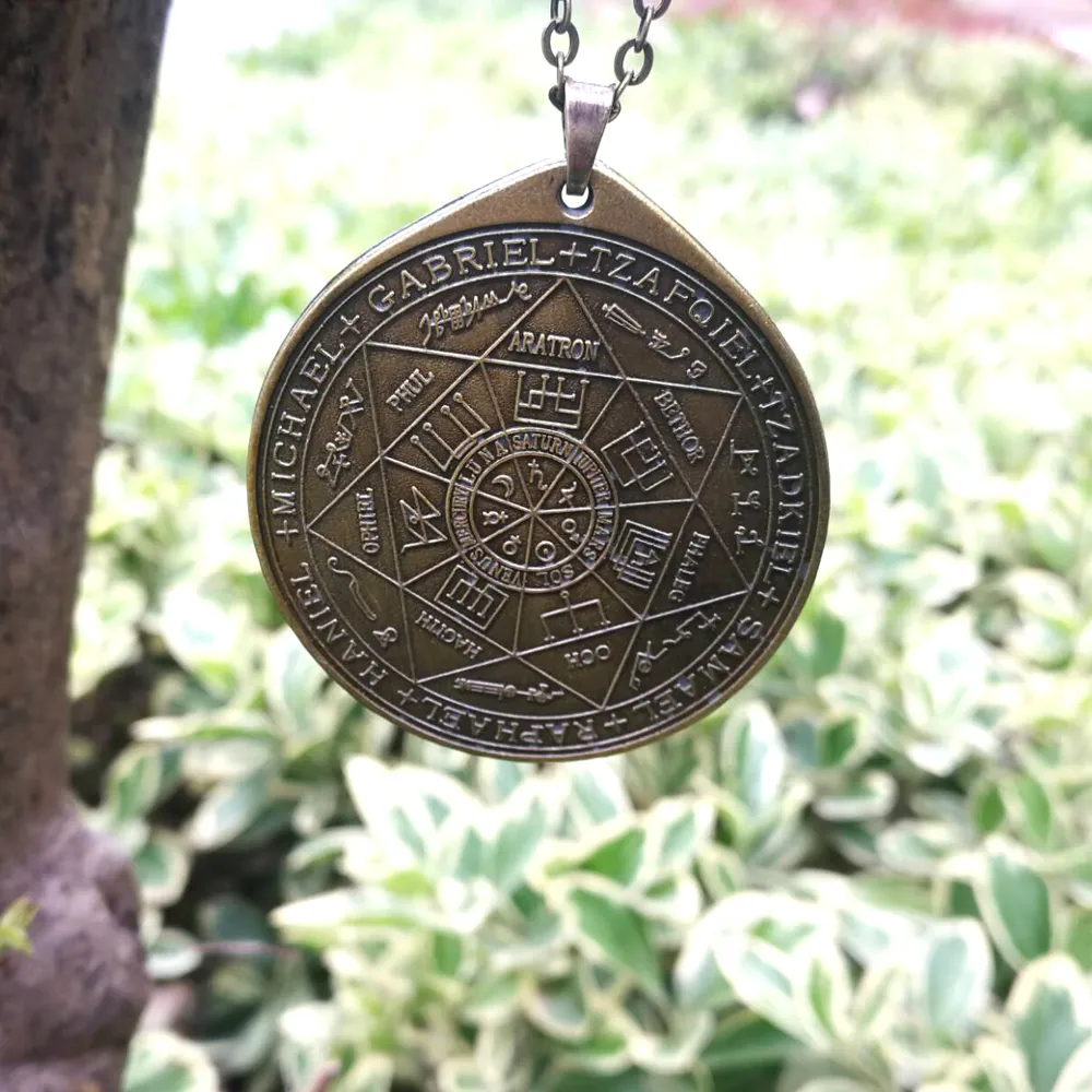 Vintage Seals Of The Seven Archangels Pendant Religious Rune Amulet Men and Women Necklace241b