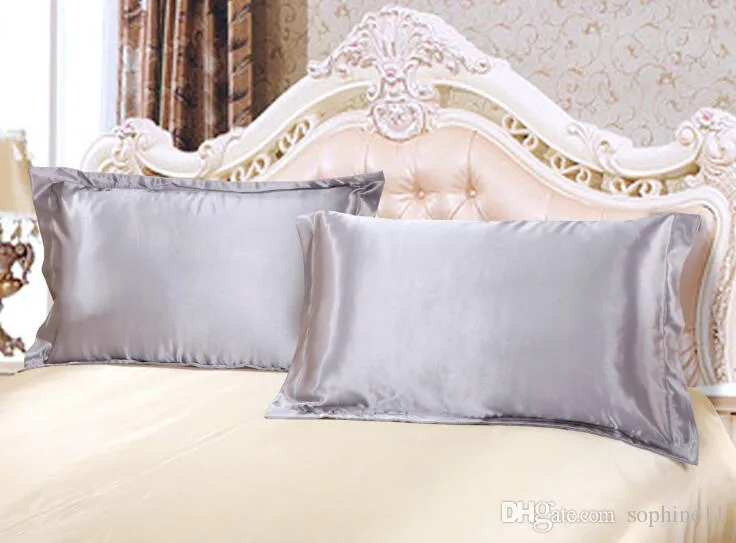 ملاءات سرير حريرية مقلدة ملونة ساتان ساتين ساتين سرير تغطية سرير توأم كامل الملكة بحجم رمادي أسود أبيض 340T