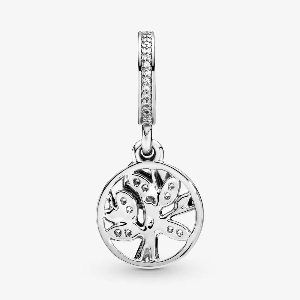 100% argento sterling 925 scintillante albero genealogico ciondola i pendenti adatti al braccialetto europeo originale con ciondoli moda donna fidanzamento matrimonio273d