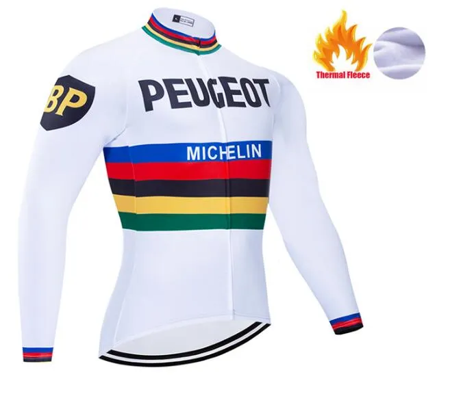 2022 Peugeot hiver thermique polaire cyclisme Jersey vtt vélo vêtements cyclisme chemises longue Ropa Ciclismo Invierno Hombre Maillot205k