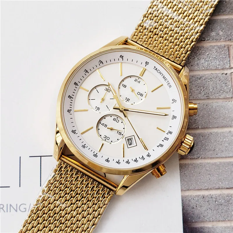 Goede kwaliteit merk horloge mannen multifunctionele stijl roestvrij staal kalender datum quartz horloges kleine wijzerplaten kunnen werken BS01