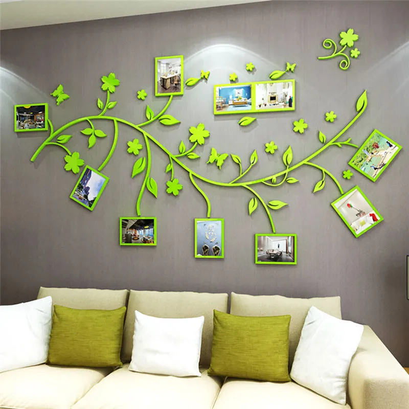 Rosso Verde Nero 3D Fai da te Foto Ramo di un albero PVC Stickers murali / Adesivo Adesivi murali famiglia Arte murale Home Decor Adesivi camera da letto Y200103