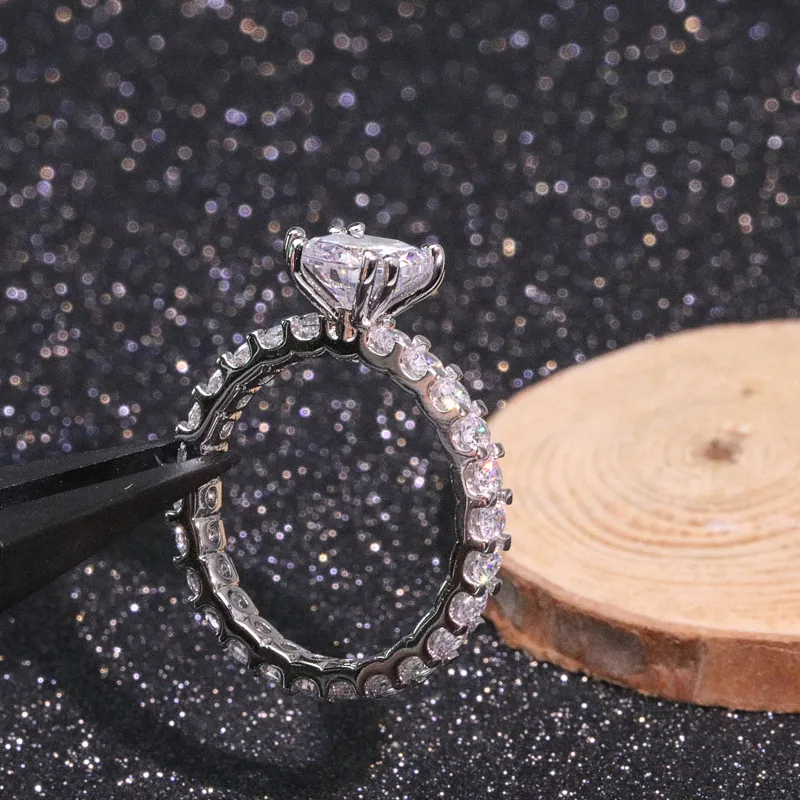 YHAMNI 100% настоящее кольцо из стерлингового серебра 925 пробы 2 0CT 8 мм, классические обручальные кольца с муассанитом, ювелирные изделия для женщин JZ325223u