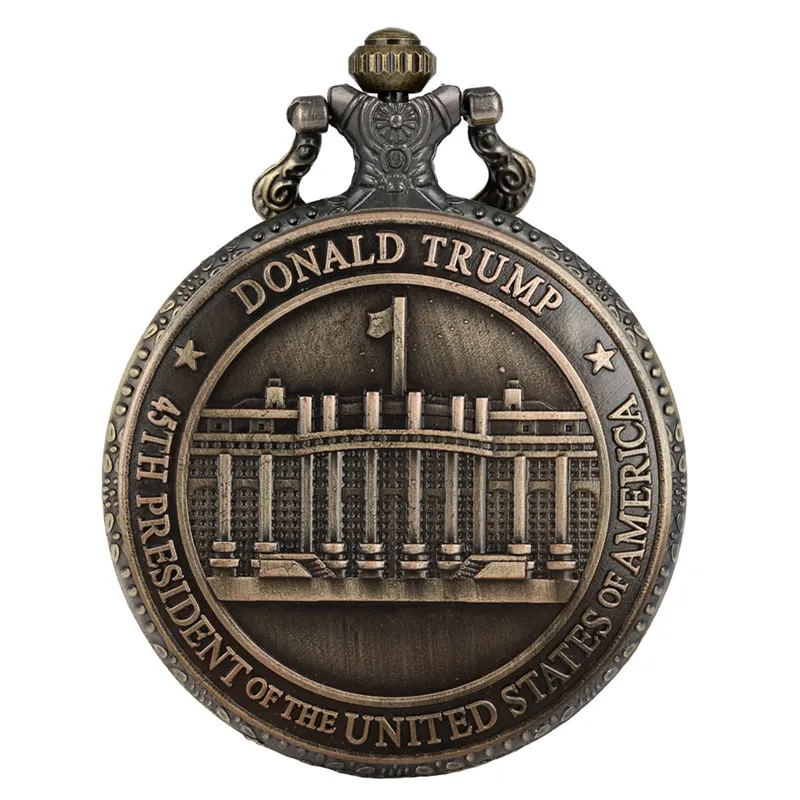 Retro klockor SEAL OF President USA: s Amerika Vita huset Donald Trump Quartz Pocket Watch Art Collections for Men WOM270m