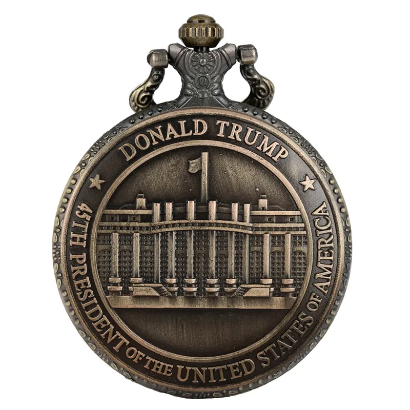 Retro Watches Seal of President The United States America White House Donald Trump Quartz Pocket Watch Art Collections for Men Wom270m