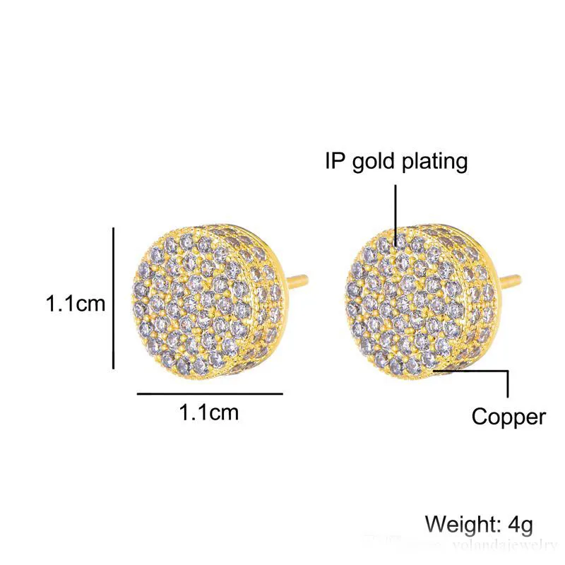 Gold and Silver Color Micro Pave CZ Screw Back Stud Earrings for Women Wedding Party Jewelry2396