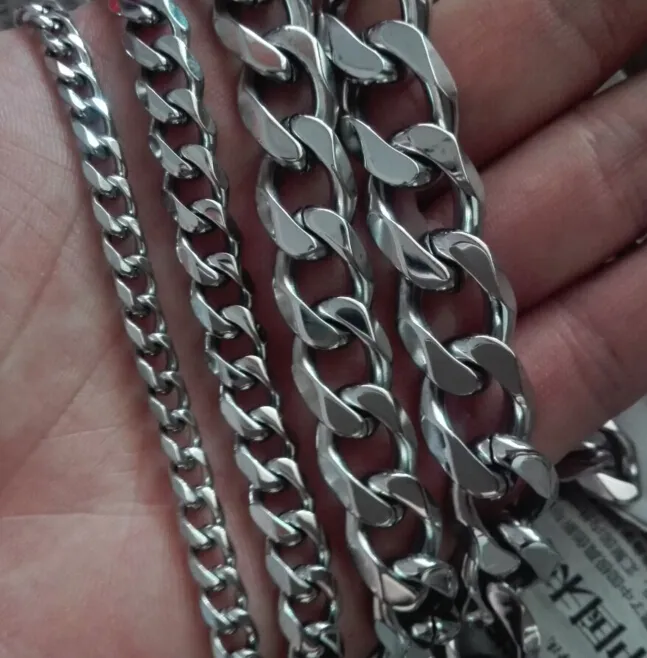 15mm énorme lourd 18-40 pouces pur en acier inoxydable argent chaîne cubaine collier chaîne à maillons solides bijoux pour hommes cadeaux haute qual325j