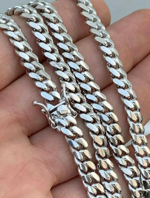 Цепь из нержавеющей стали Miami Cuban Link, твердое серебро 925, Италия, тяжелая, 6 мм, 24 замка, 256l