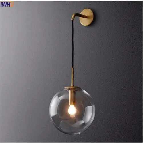 Nordic Modern Lampa Lampa LED Glass Ball Ball Mirror obok amerykańskiego światła Retro Wall Light Sconce Wandlamp Aplique Murale251m