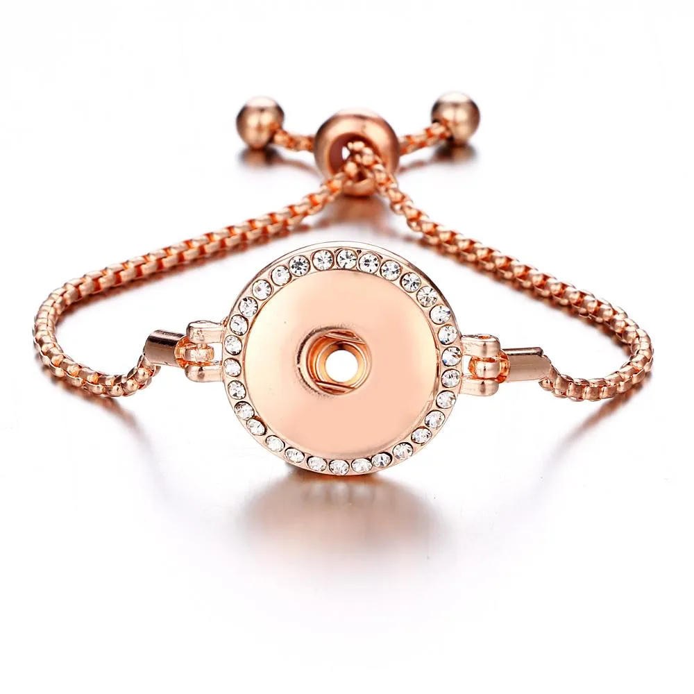 Nieuwe Rose Gold 18mm Snap Armbanden Europese Charm Bead Bangle Armband Mode-sieraden Voor Vrouwen Men280c