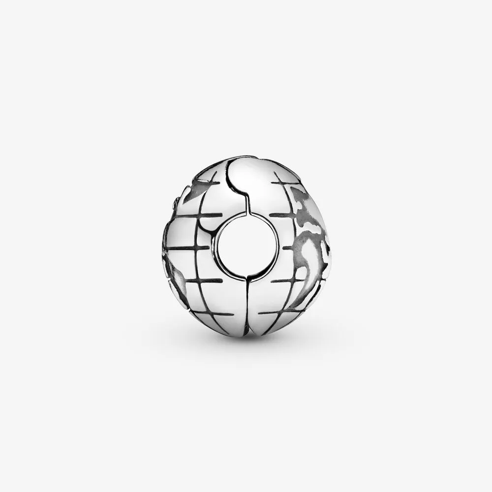 Nieuwe Collectie 100% 925 Sterling Zilver Planeet Aarde Clip Charm Fit Originele Europese Bedelarmband Mode-sieraden Accessories237M