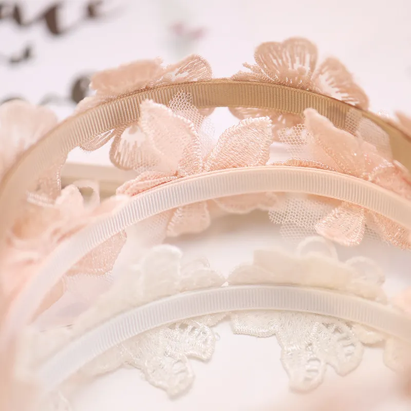 Korean children's hair accessories 2020 New Sweet lace flower Kids Hair Sticks Flower embroider Pearl Girls Headband S094