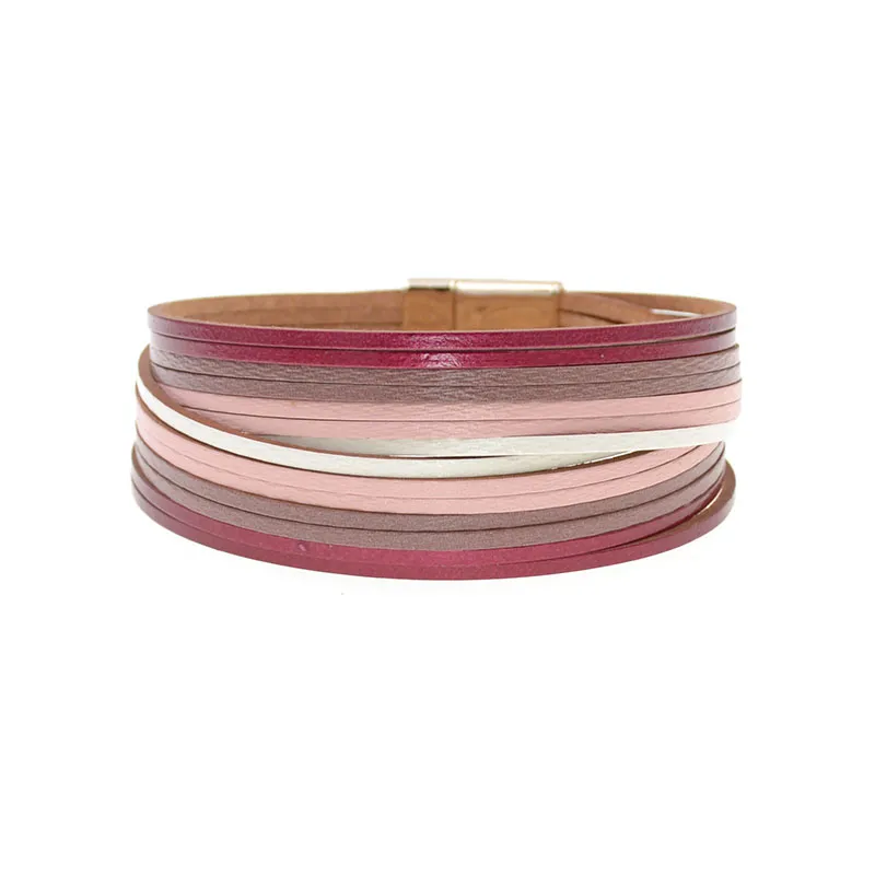 Bracelets en cuir de couleur dégradée pour femmes, multicouches, large enveloppe, fermoir magnétique, bijoux féminins, 1283e