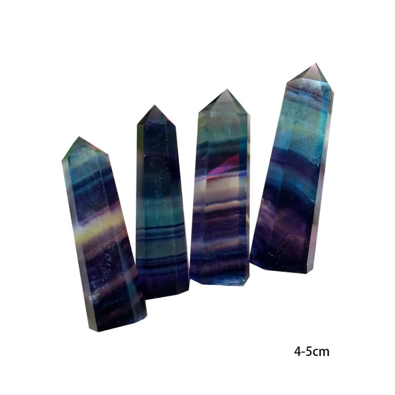 3 Stück lila grüner natürlicher Fluorit-Quarzkristall, Punktheilung, sechseckiger Steinstab für Heimdekoration, 257i