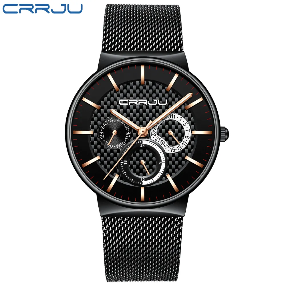 Montres hommes CRRJU luxe célèbre haut marque hommes mode tenue décontractée montre militaire Quartz montres Relogio Masculino Saa253K