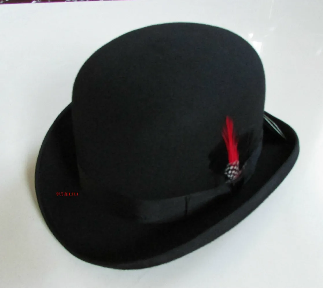 Nouveau 100% chapeau de laine de haute qualité mode hommes et femmes casquette noire chapeaux melon laine noire feutre Derby chapeaux melon B-8134 Q190417