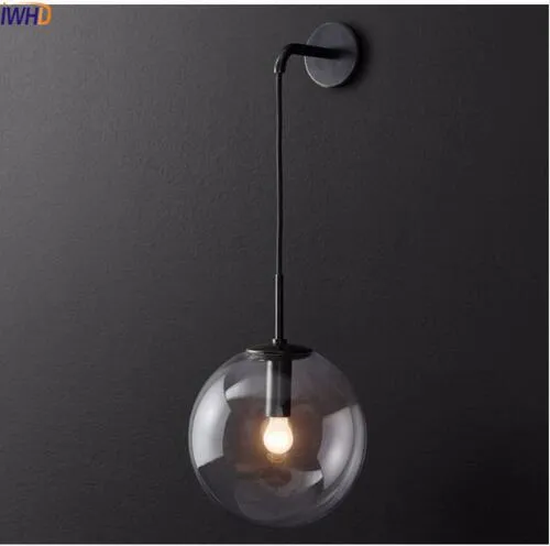 Nordic Modern Lampa Lampa LED Glass Ball Ball Mirror obok amerykańskiego światła Retro Wall Light Sconce Wandlamp Aplique Murale251m