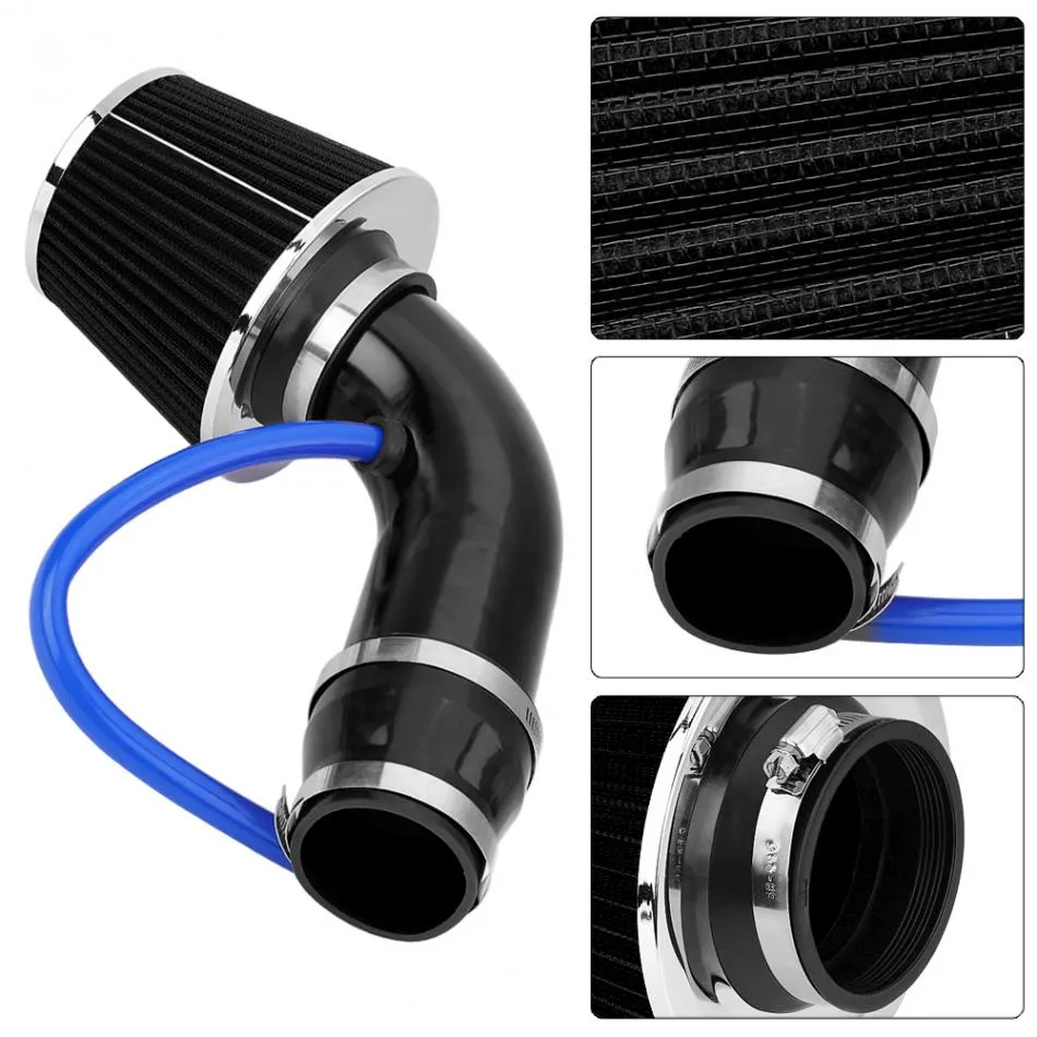 Black Car Engine Intake Pipe Air Filter Mushroom Head Productivity 76Mm Inlet Air Filter 160mm High Flow High Cold Air Cone