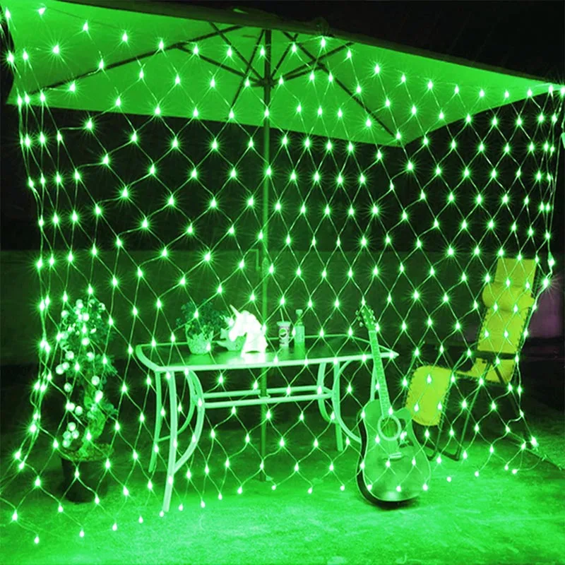 Lumières de Noël LED imperméables en plein air lumières de Noël rideaux à cordes lumières nettes huit fonctions décoration extérieure filet de pêche 235r