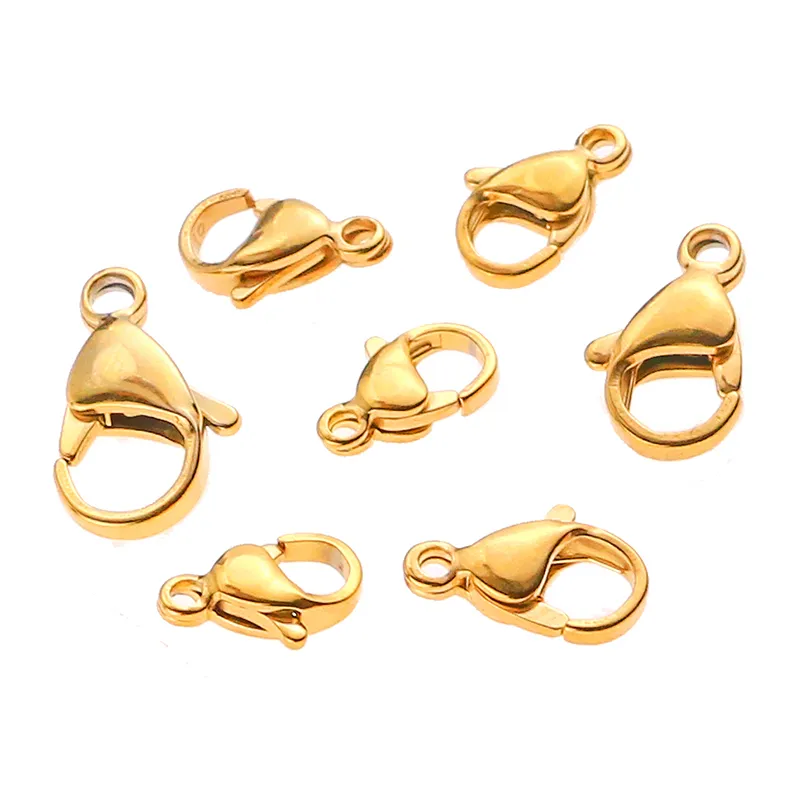 Lobster Clasps Stainless Steel Jewelry Finding Clasp Hooks for Diy Necklace Bracelet Chain Jewelry Making Craft 10 12M1905